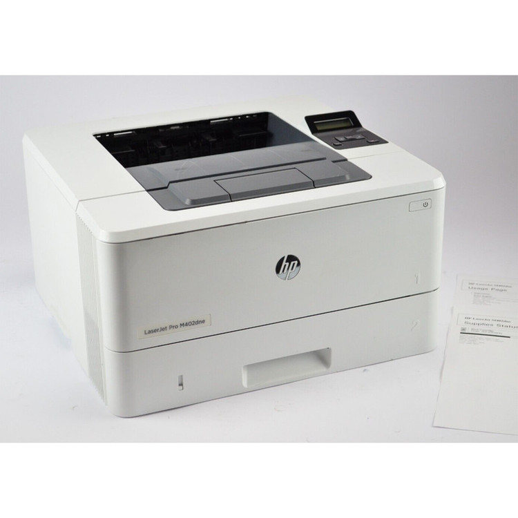 پرینتر اچ پی تک رنگ تک کاره با چاپ لیزری مدل LaserJet Pro M402dne، سایز چاپ A4، دارای فناوری خاموششدن خودکار، قابلیت چاپ دو رو، سرعت زیاد چاپ